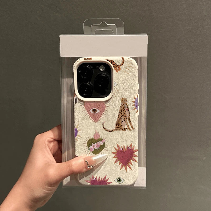 Iphone 16 15 14 13 12 11 17 Pro Max Plus Case Personalized Leopard Lichee Pattern Silicone Cover Xs