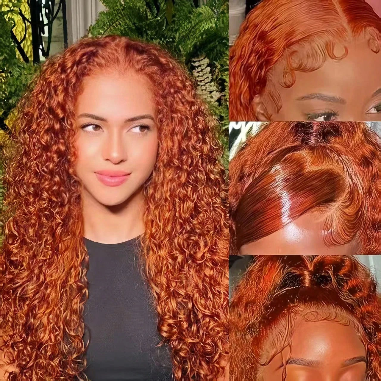 Orange Ginger Curly 13x6 Lace Front Wigs Human Hair Women Deep Wave 13x4 Frontal Wig 350 Colored Pre