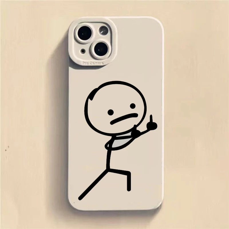 Cute Cartoon Matchman Matte Silicone Phone Case Iphone 16 11 12 13 14 15 17 Pro Max Xr Xs X 7 8 Plus