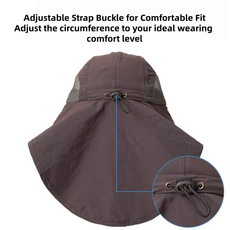 Wide Brim Sun Hat with Neck Flap – Safari Fishing Hiking Cap