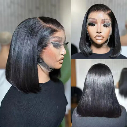 Bob Wig Human Hair – 13x4 HD Lace Front, Short Straight, 200% Density