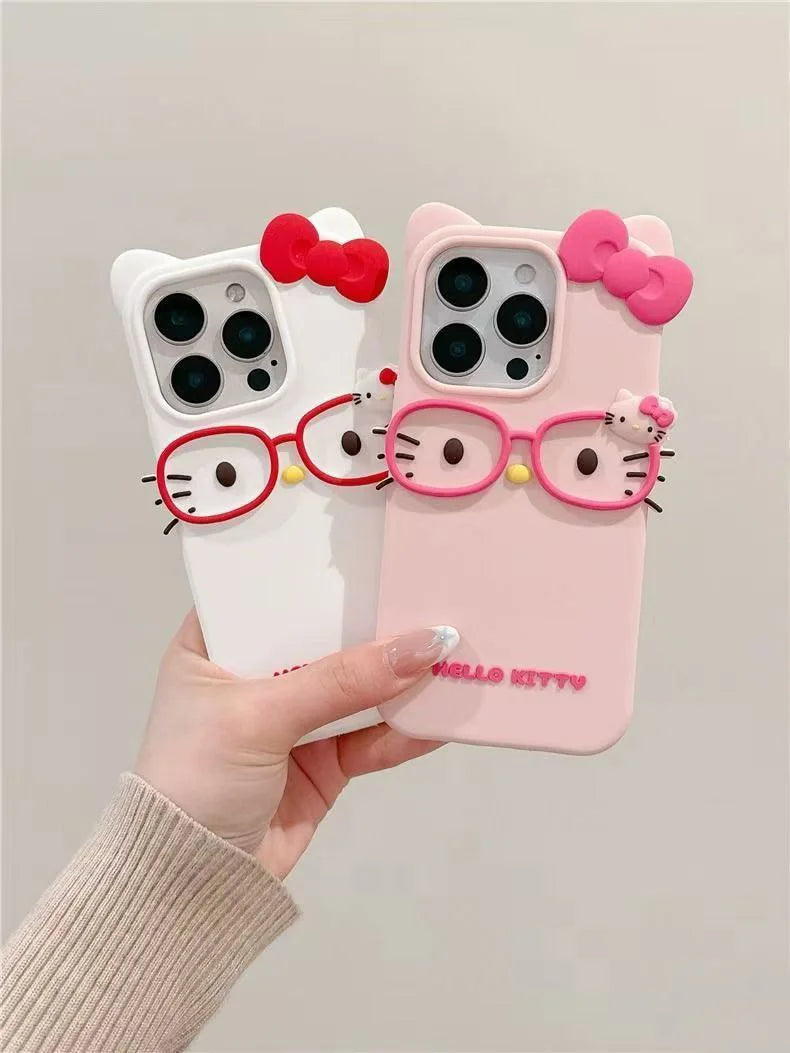 3d Glasses Cat Silicone Phone Case Iphone 17 Pro Max 16 15 Plus 14 13 Mini 12 11 4 4s 5 5s 7 8 Se