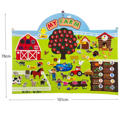 Montessori Felt Busy Board Story Set for Toddlers – Farm, Ocean, Zoo & Solar System
