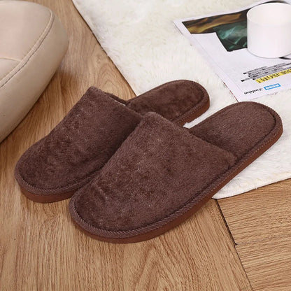 Men S Winter Slippers Warm Bedroom Plush Shoes Home Floor Soft Indoors Thin Velvet Solid Color Non