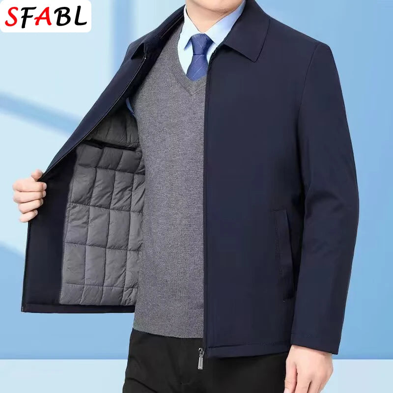 Men's Fleece-Lined Lapel Jacket – Warm Business Casual Coat