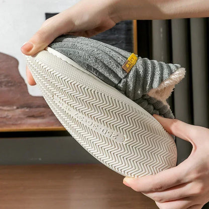 Fur Slippers Women Men Winter Warm Plush Indoor Slides