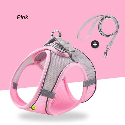 Mesh Dog Harness & Leash Set – Reflective, Escape-Proof Walking Vest