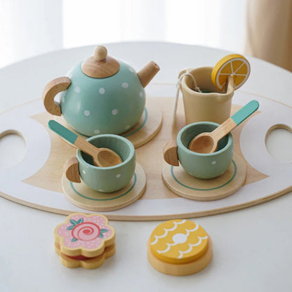 Wooden Tea Set Toy – Pretend Play Kitchen for Toddlers