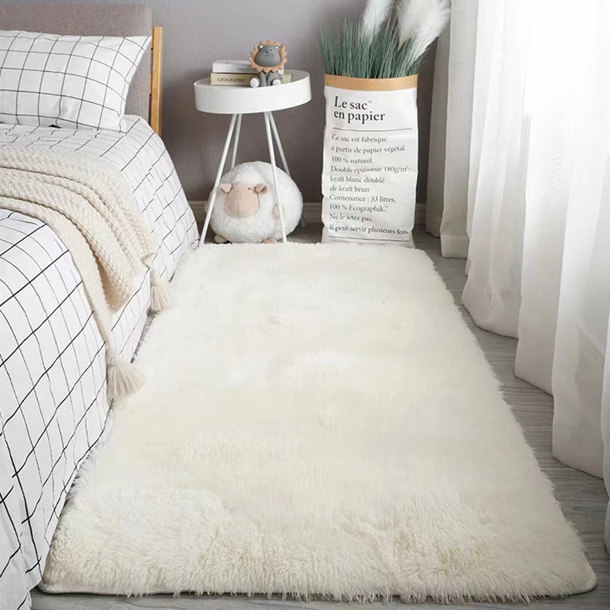 Fluffy Shaggy Area Rug – Soft Tie-Dye Plush Carpet for Bedroom & Living Room