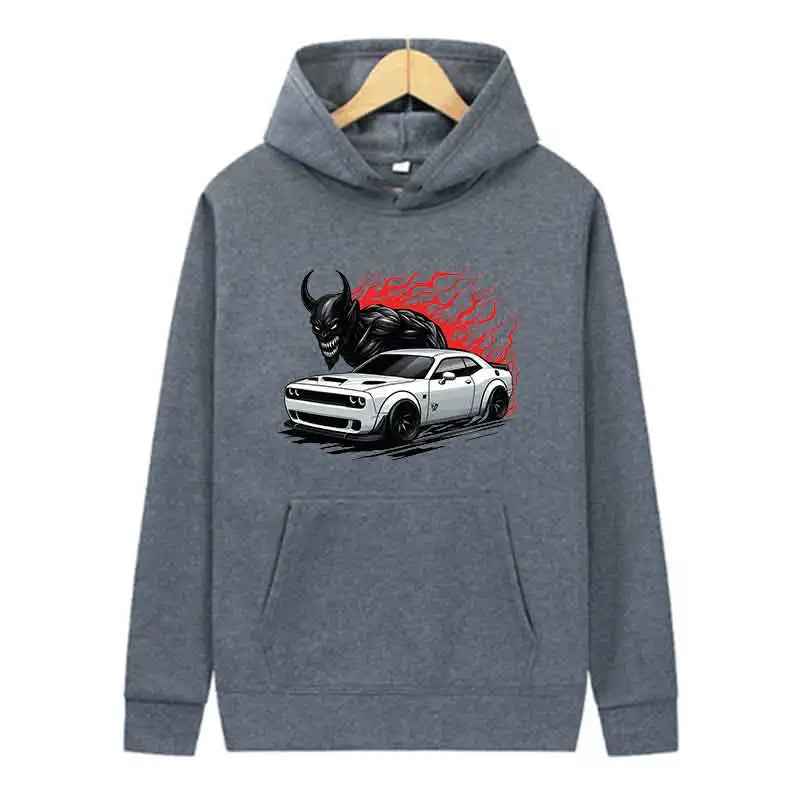 Muscle Supercar Graphic Hoodie Unisex Fleece Streetwear Pullover