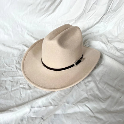 Wide Brim Cowboy Hat – Vintage Western Felt Hat for Men & Women