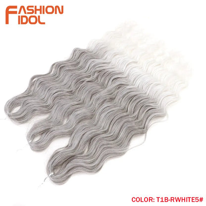 Anna 24 Inch Synthetic Hair Water Wave Braiding Extensions Ombre Blonde Deep Afro Curl Twist Crochet