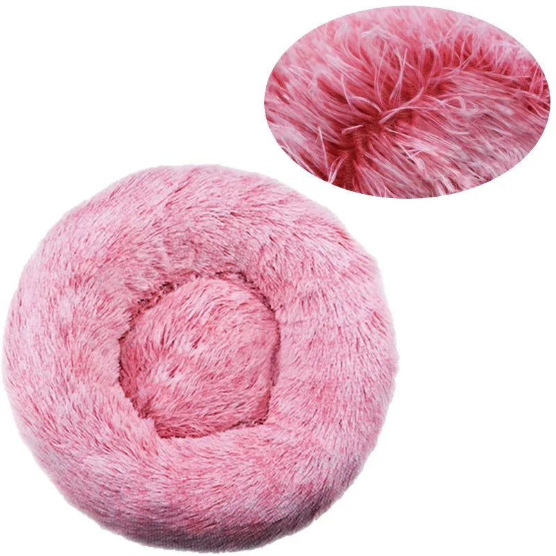 Round Plush Pet Bed – Super Soft Donut Bed for Dogs & Cats