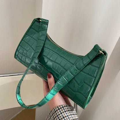 Retro Crocodile Pattern PU Leather Shoulder Bag – Women's Clutch Purse