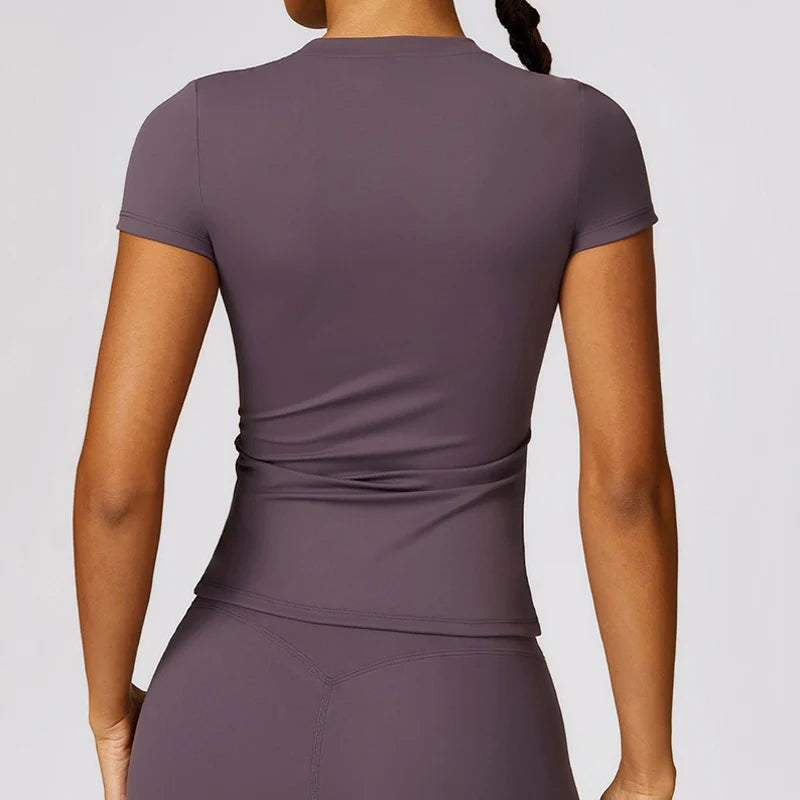 Women's Slim Fit Sports T-Shirt Short Sleeve Yoga Gym Top