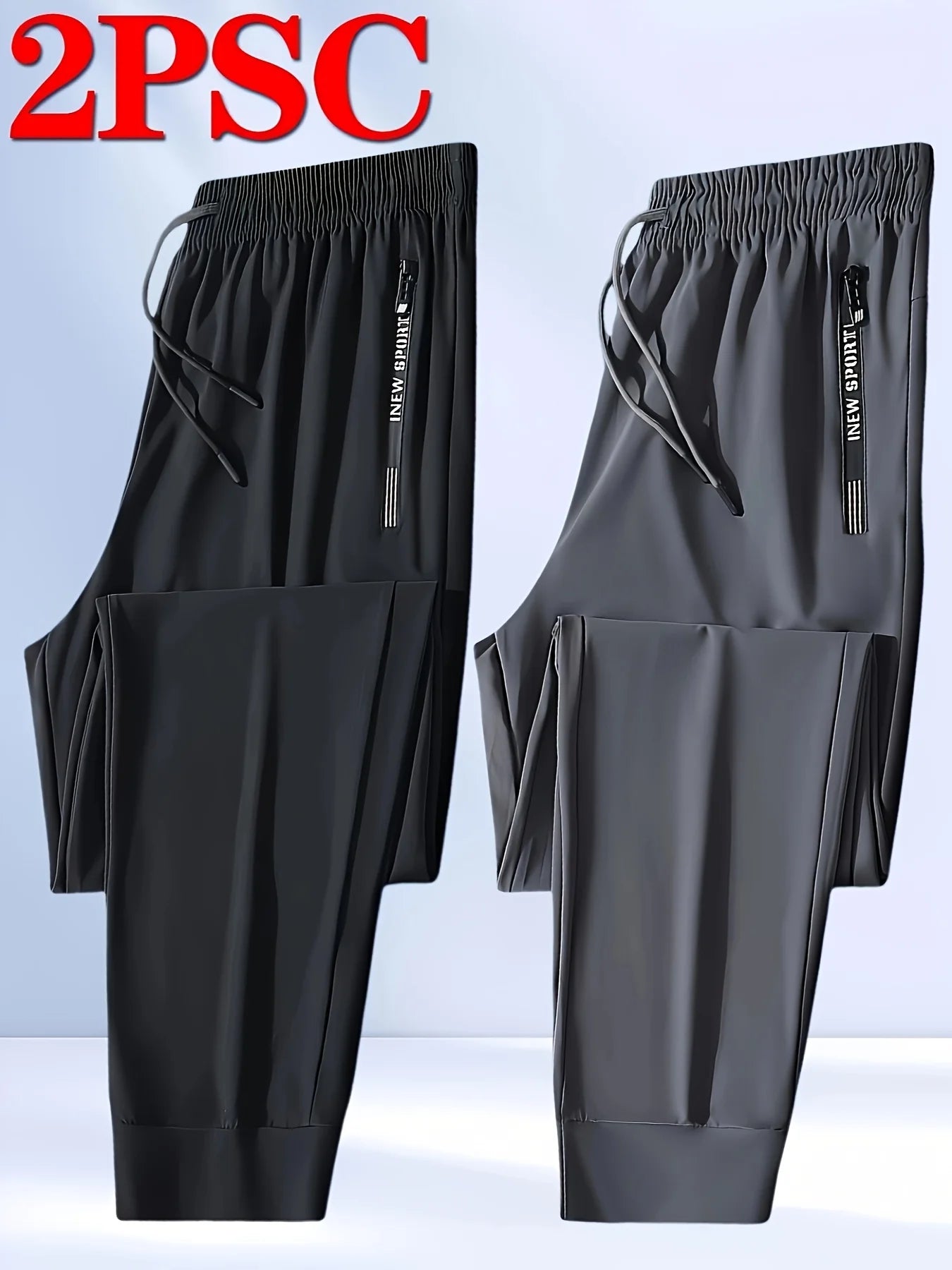 2-Pack Men's Jogger Pants – Stretch Quick-Dry Sweatpants with Zip Pockets