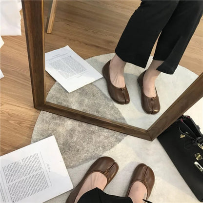 Women's Split-Toe Tabi Ballet Flats | Soft Leather Slip-On