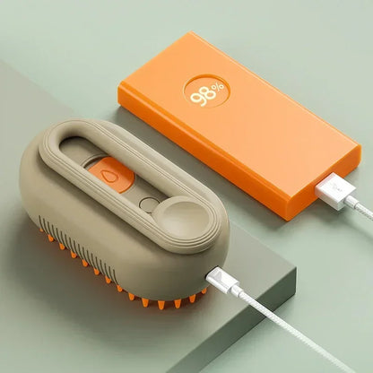 3-in-1 Steam Pet Brush for Cats & Dogs – Self-Cleaning Grooming Comb