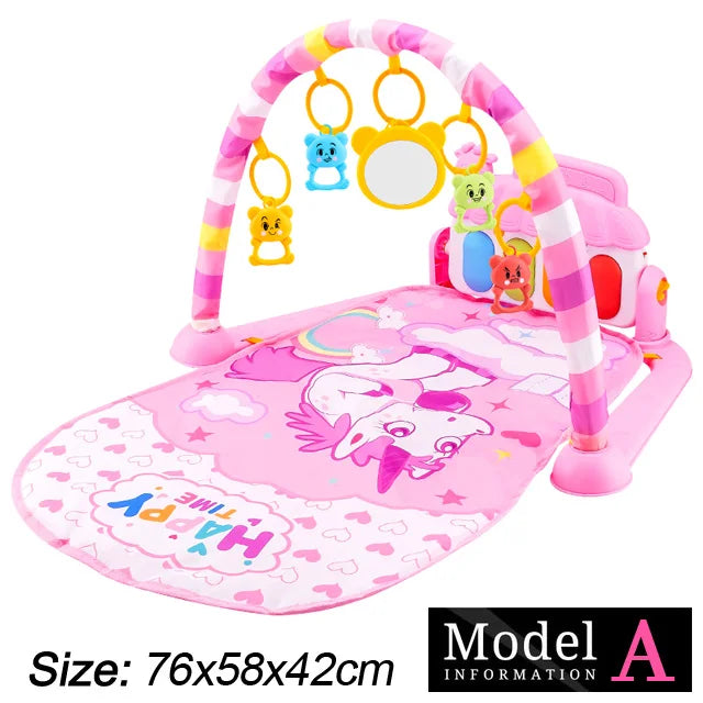 Baby Fitness Stand Music Play Gym Activity Toys Newborn Piano Crawling Blanket Pedal Game Pad Early