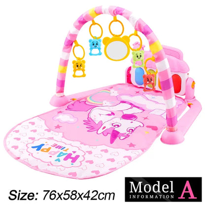 Baby Fitness Stand Music Play Gym Activity Toys Newborn Piano Crawling Blanket Pedal Game Pad Early