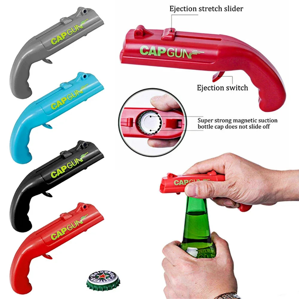 Cap Gun Beer Bottle Opener Portable Beverage Drinking Opening Launcher Kitchen Party Supply Bar Tool