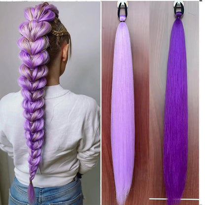 Synthetic Ponytail Extension 2-Piece Set – Long Straight with Rubber Band