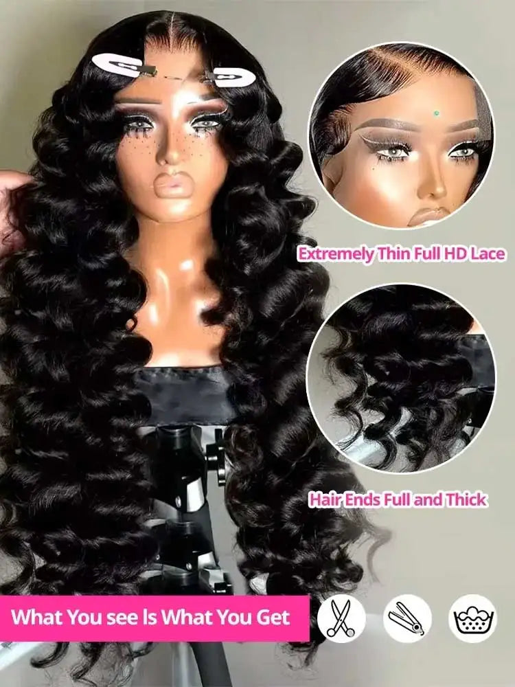 Loose Deep Wave Lace Front Wig – HD Lace Human Hair Natural Black