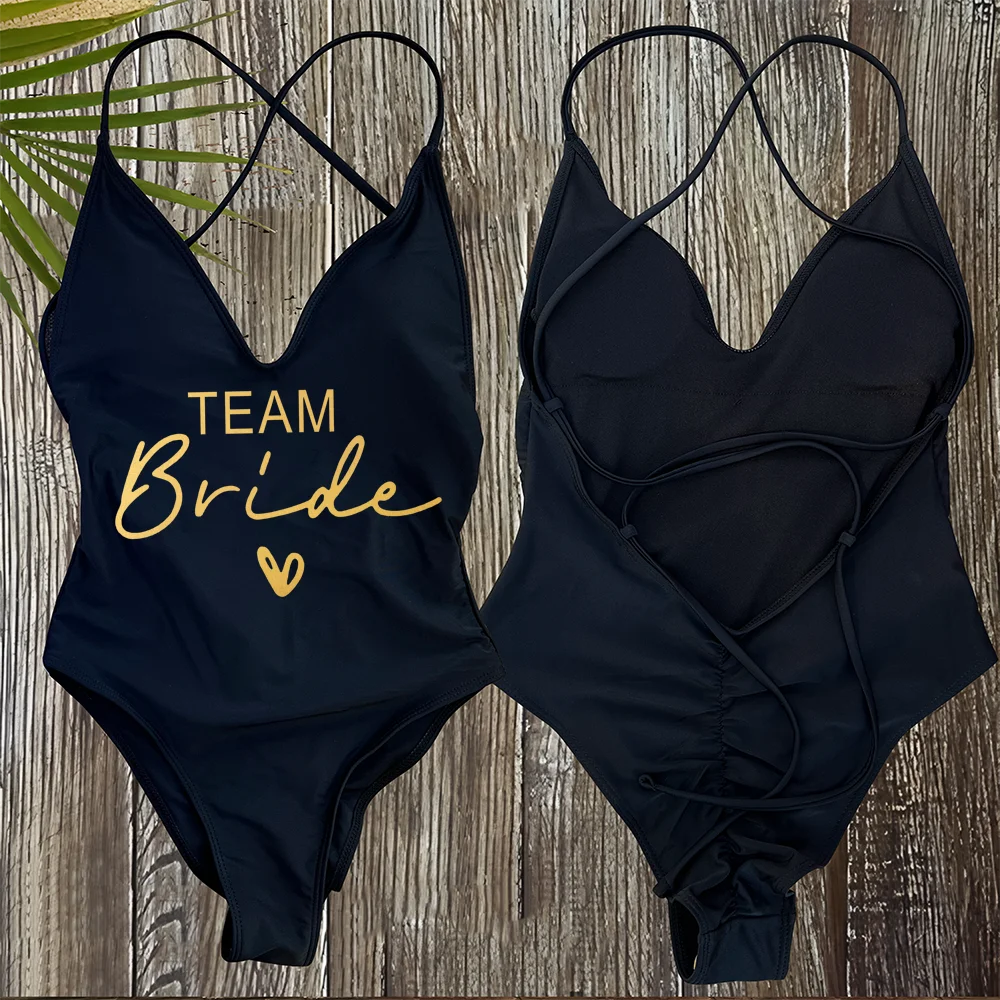 Team Bride One-Piece Swimsuit – Padded Bachelorette Bathing Suit