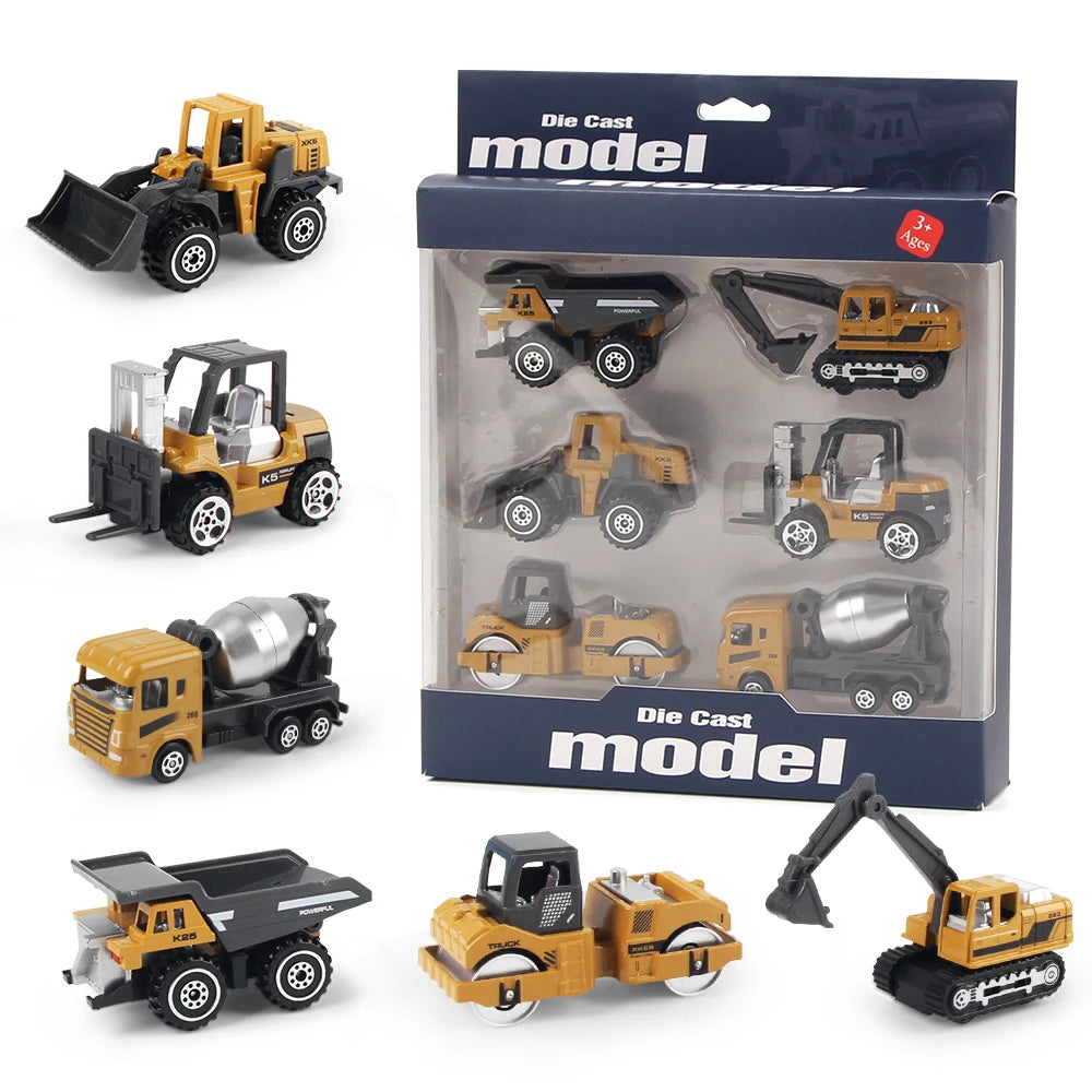 Die-Cast Construction Truck Toy Set – 6 Piece Engineering Vehicles