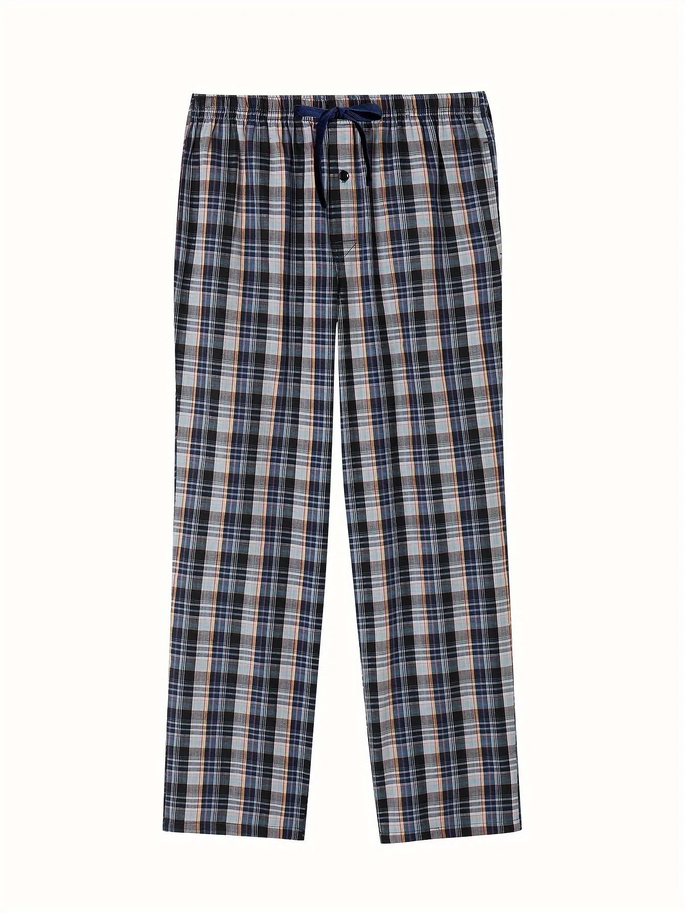 Men's Checked Cotton Pajama Pants with Pockets