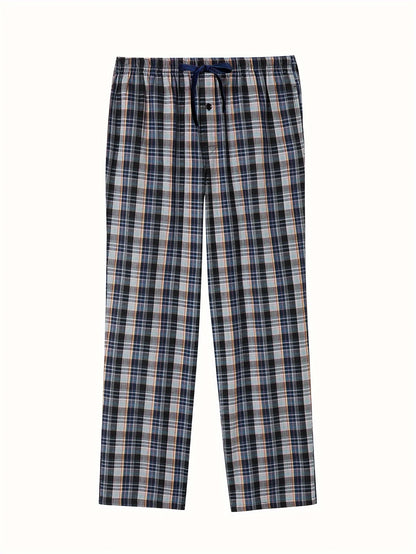 Men's Checked Cotton Pajama Pants with Pockets
