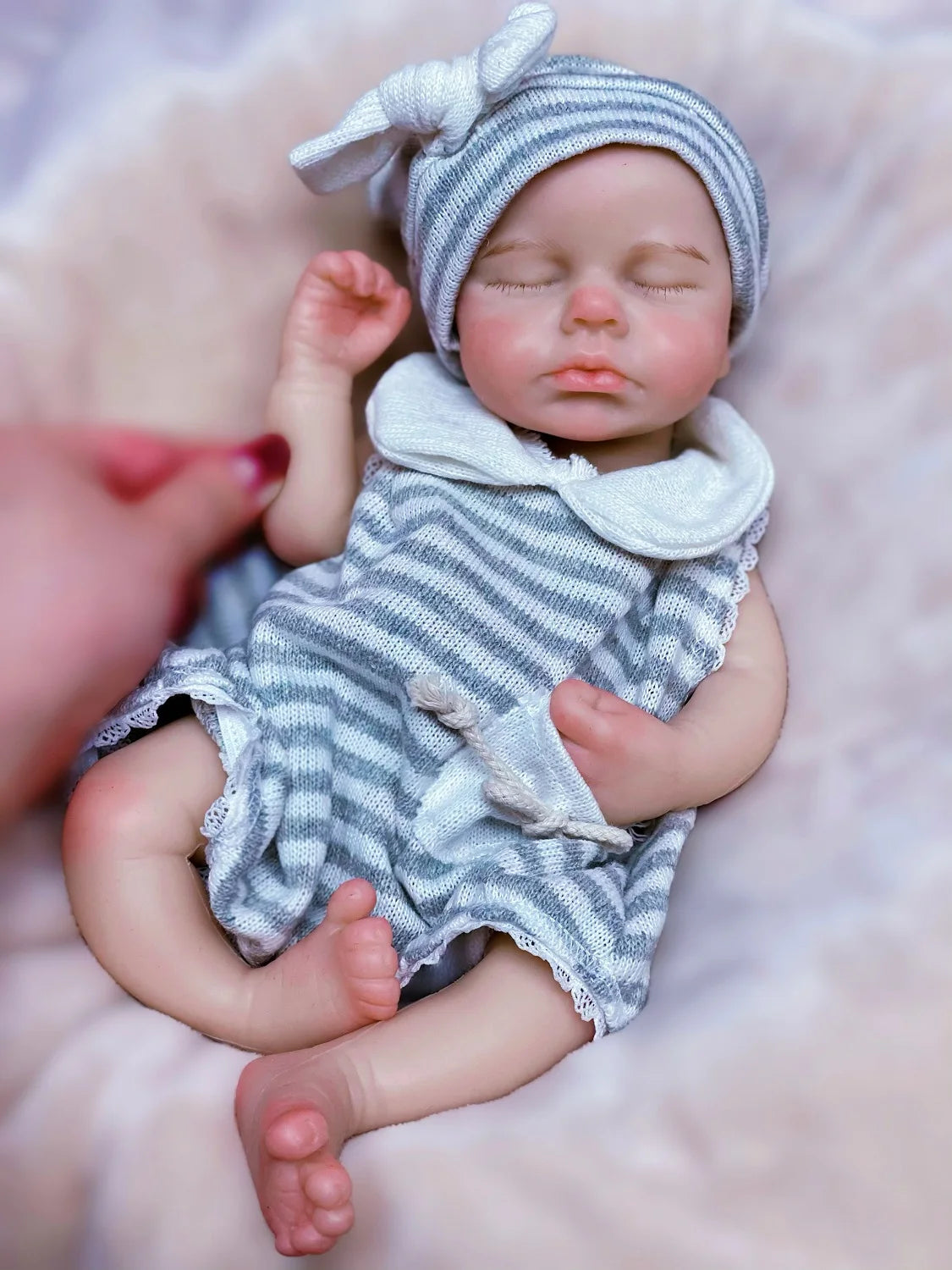 Reborn Baby Doll 33cm Full Body Silicone – Handmade Loulou Newborn