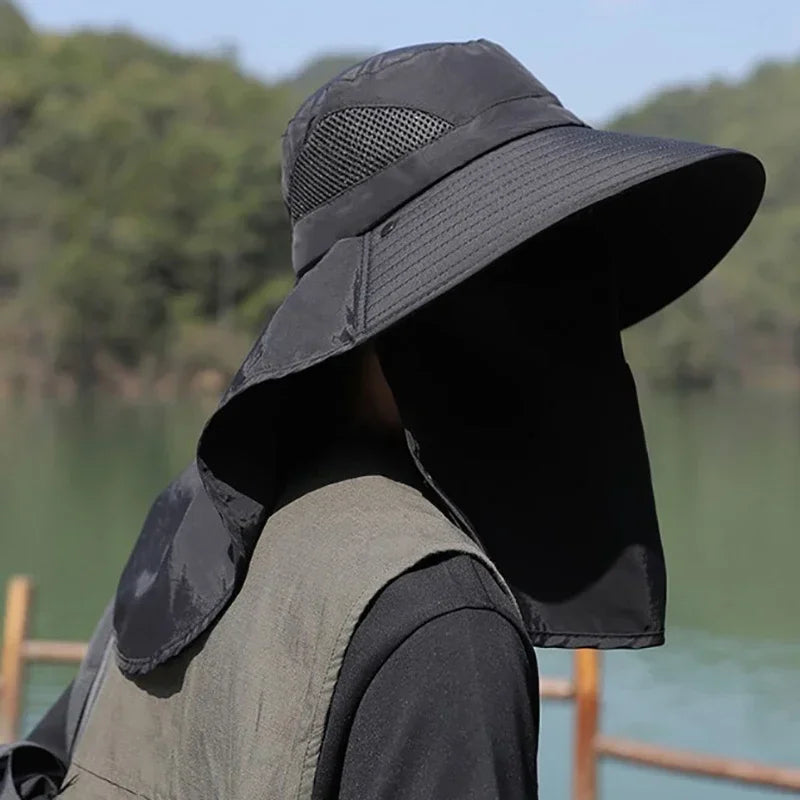 UV Protection Sun Hat with Face Cover – Unisex Outdoor Bucket Hat
