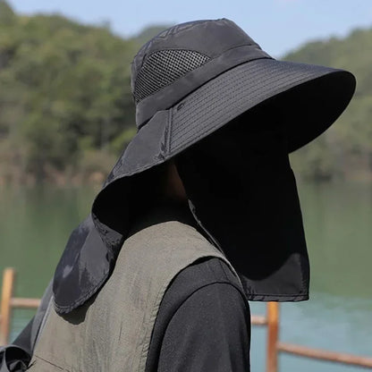 UV Protection Sun Hat with Face Cover – Unisex Outdoor Bucket Hat