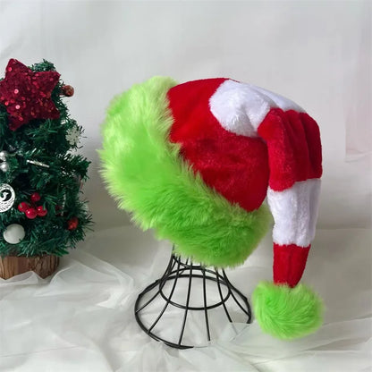 Rainbow Christmas Santa Hat – Long Plush Festive Holiday Cap