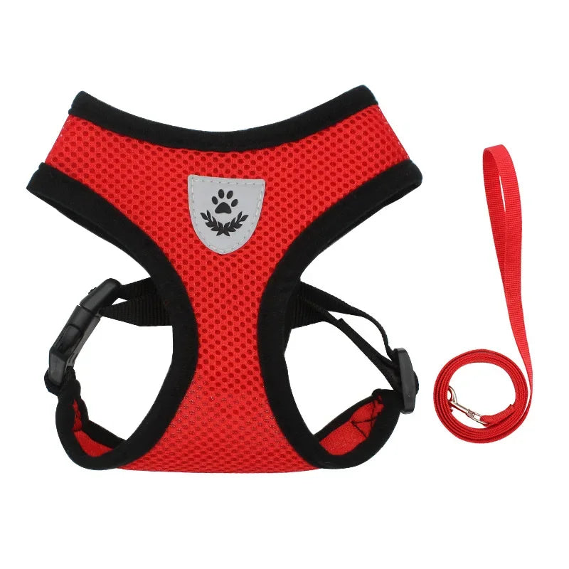 Breathable Mesh Cat & Dog Harness with Leash – Adjustable Reflective Vest