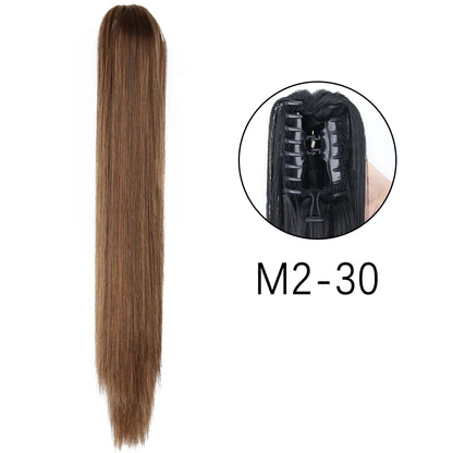 Synthetic Long Straight Claw Clip Ponytail Hair Extensions 24inch Heat Resistant Pony Tail Piece