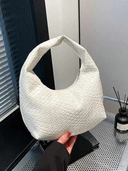 Large Capacity Woven Texture Women's Shoulder Tote Bag – Multifunctional Crossbody Handbag