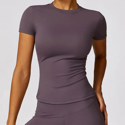 Women's Slim Fit Sports T-Shirt Short Sleeve Yoga Gym Top