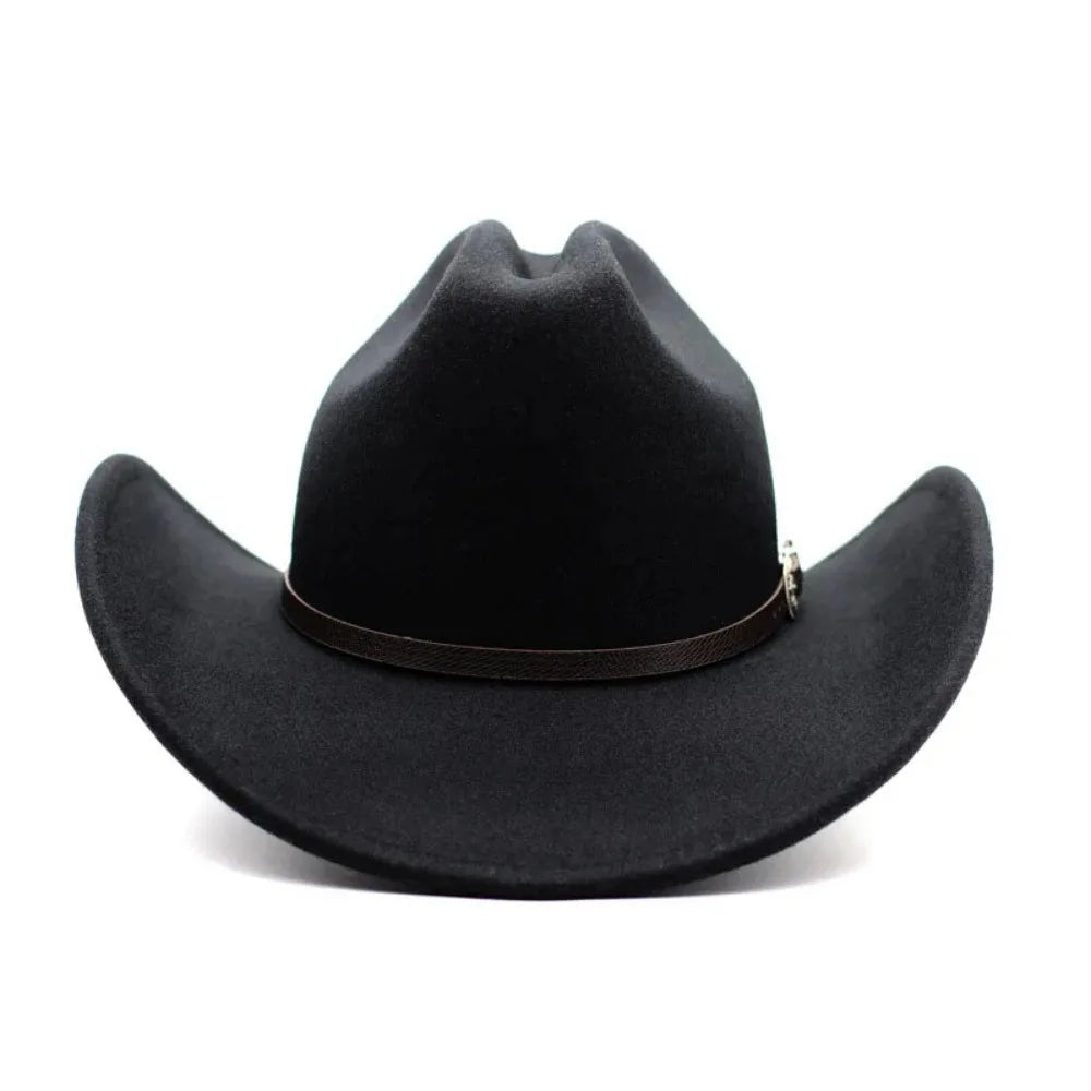 Vintage Western Cowboy Hat – Wide Brim Felt Hat for Men & Women