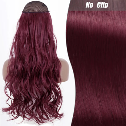 No Clips Natural Hair Extension Synthatic Artificial Long Straight Hairpiece Blonde Black Mixed