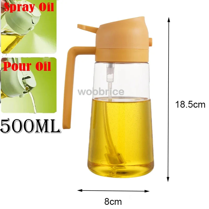 2-in-1 Oil Spray & Pour Bottle with Auto Lid – 500ml