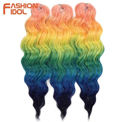 Anna 24 Inch Synthetic Hair Water Wave Braiding Extensions Ombre Blonde Deep Afro Curl Twist Crochet