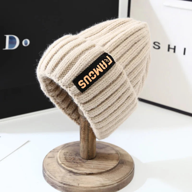 Korean Style Knit Beanie – Warm Ear Protection Winter Hat for Women