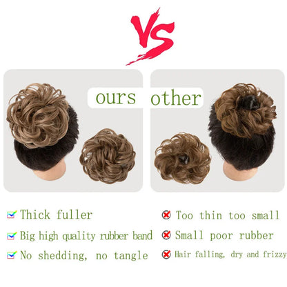 Synthetic Messy Hair Bun Chignon Scrunchies Fake Band Braid Elastic Hairpiece Tail Donut Updo Pieces