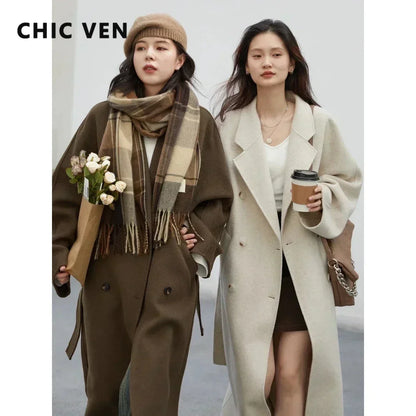 Women's Long Double-Sided Wool Coat – Retro Loose Overcoat