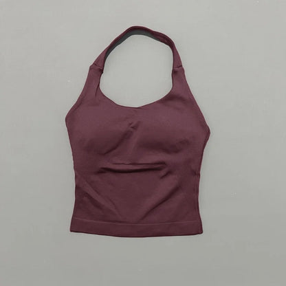 Seamless Halter Longline Sports Tank Top for Women – Gym Yoga Workout