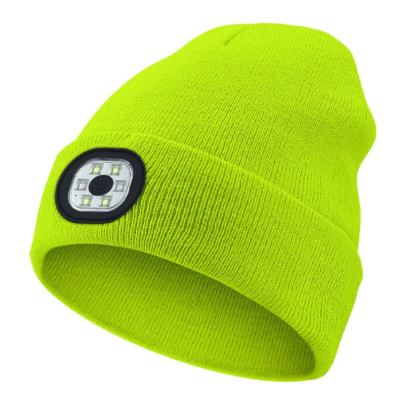 LED Beanie Hat with Built-In Headlamp – USB Rechargeable