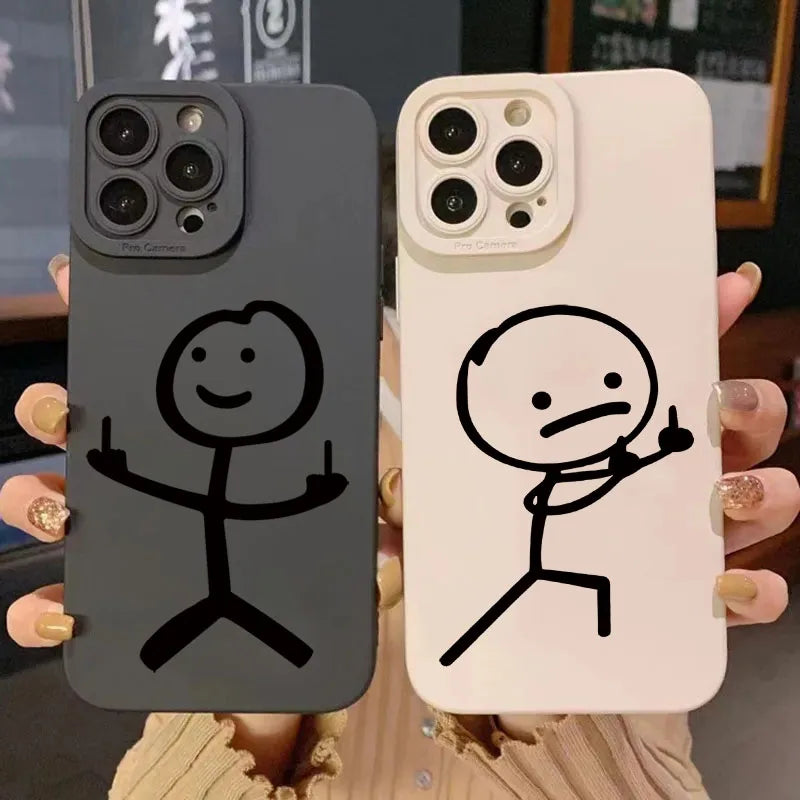 Cute Cartoon Matchman Matte Silicone Phone Case Iphone 16 11 12 13 14 15 17 Pro Max Xr Xs X 7 8 Plus