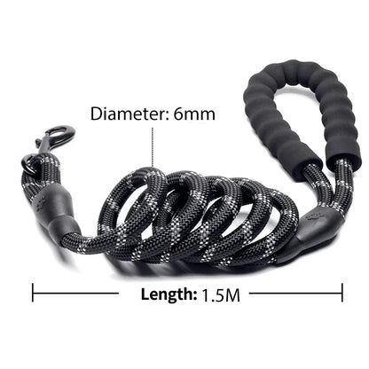 Reflective Dog Leash with Padded Handle – Heavy Duty Rope